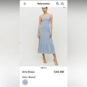 Reformation Arta Dress size 4 mineral blue
